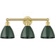 Plymouth Dome 3 Light 25.5 inch Satin Gold Bath Vanity Light Wall Light in Green