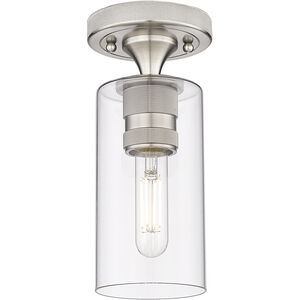 Crown Point 1 Light 3.88 inch Satin Nickel Flush Mount Ceiling Light in Clear Glass