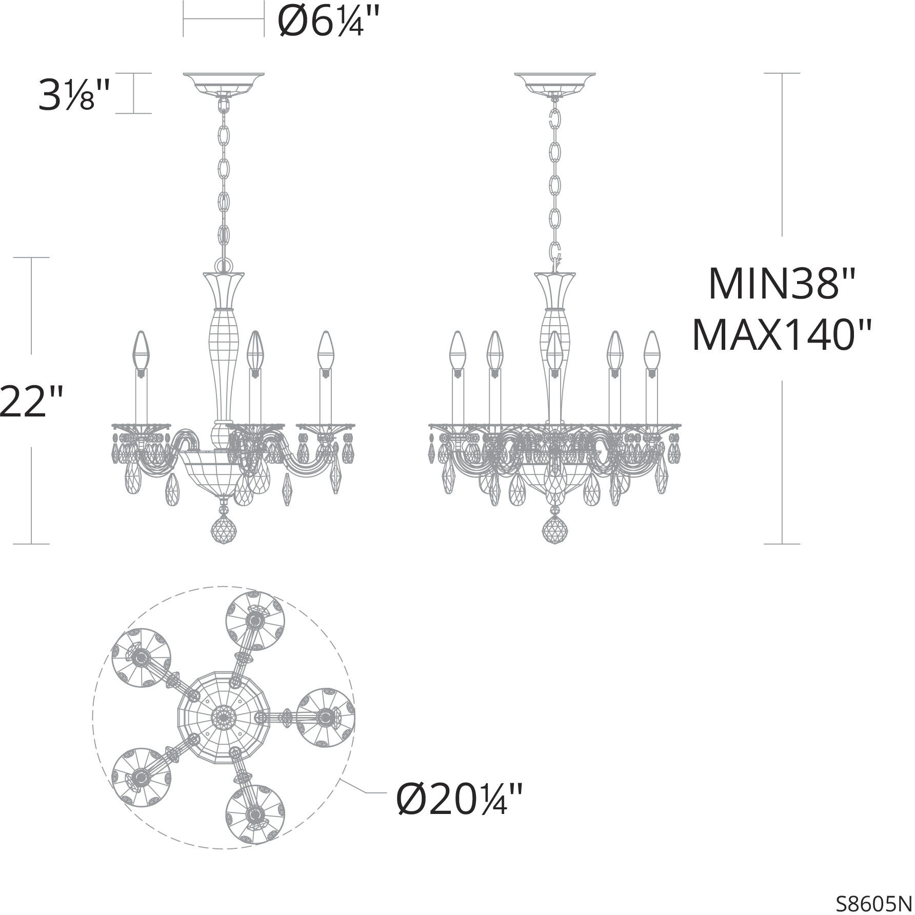 San Marco 5 Light 20.3 inch Black Chandelier Ceiling Light, Schonbek Signature