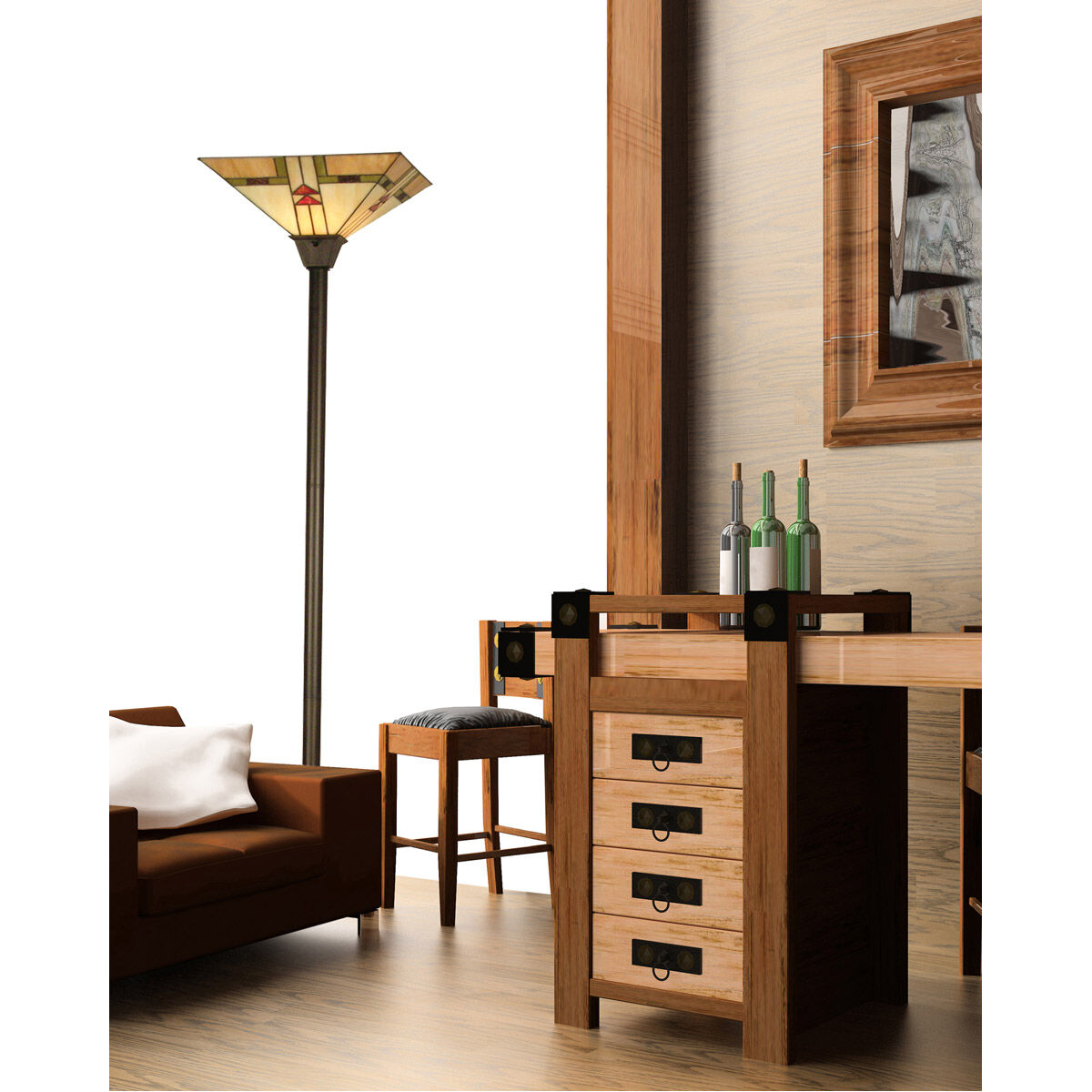 Evelyn 71 inch 100.00 watt Mica Bronze Floor / Torchiere Lamp Portable Light