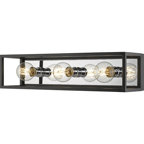 Kube 3 Light 23.5 inch Matte Black and Chrome Vanity Wall Light