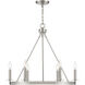 Traditional 6 Light 26 inch Brushed Nickel Chandelier Ceiling Light