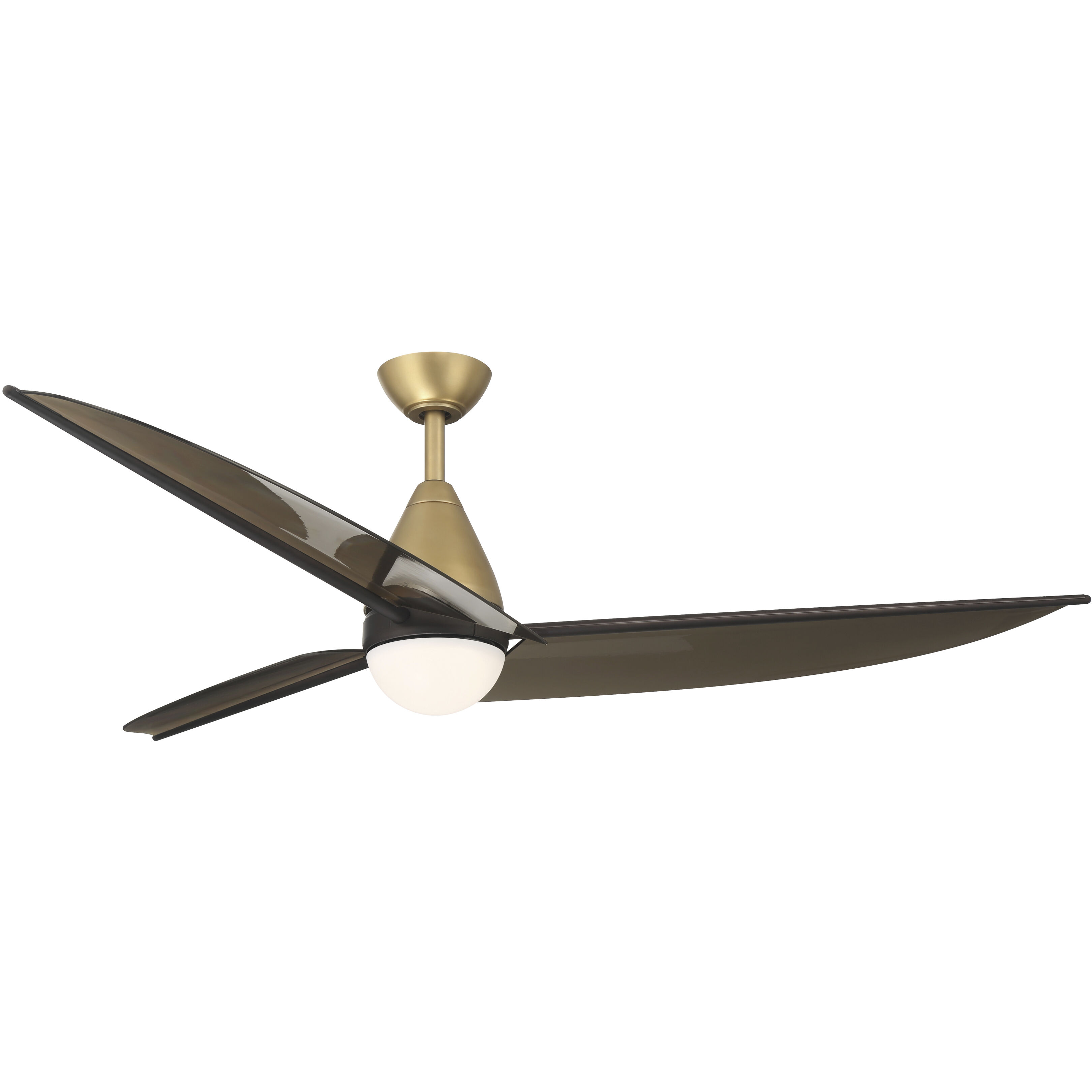 Lirden 65 inch Heritage Brass with Dark Bronze with Translucent Brown Smoke Blades Ceiling Fan