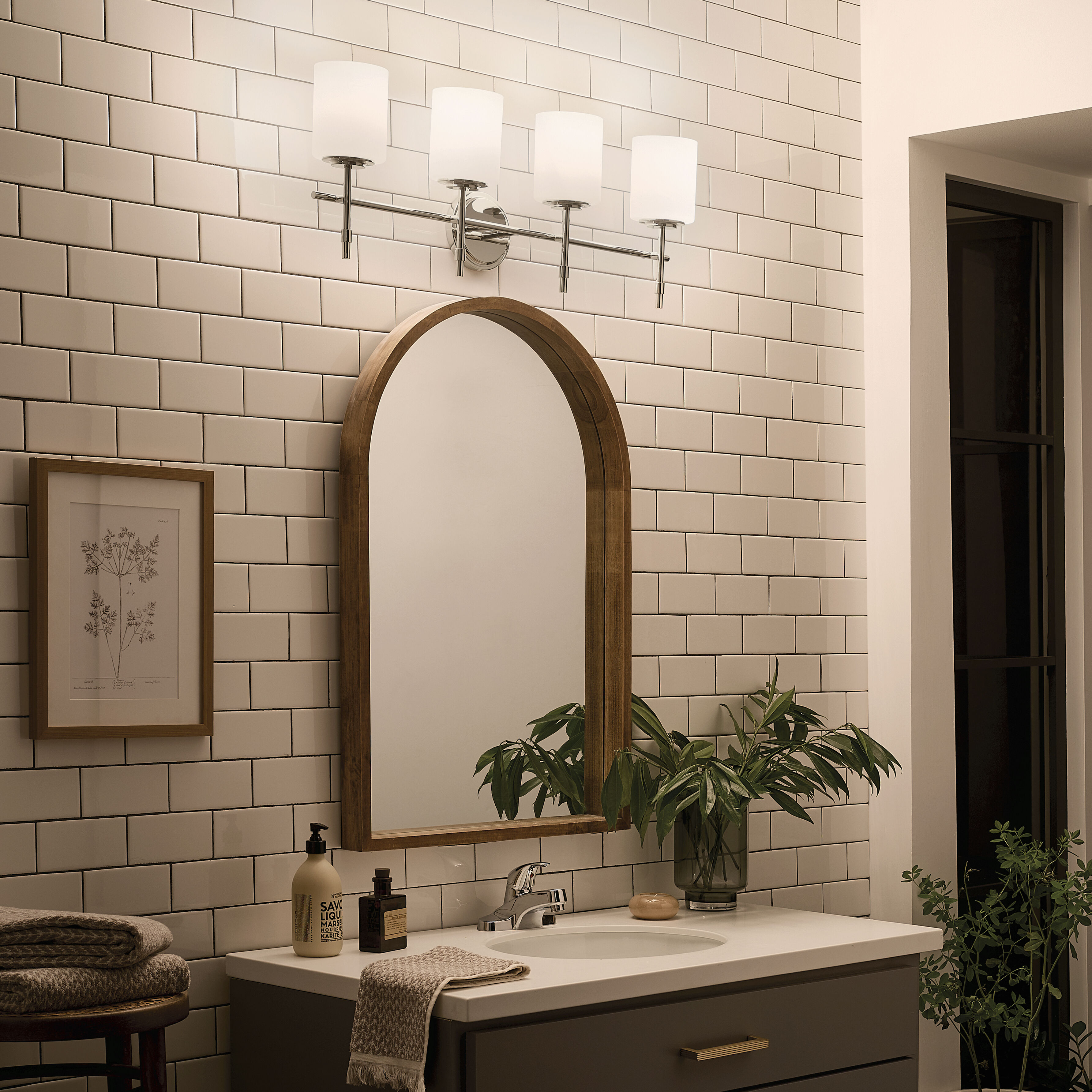 Ali 4 Light 32.5 inch Polished Nickel Bath Vanity Light Wall Light