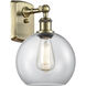 Ballston Athens LED 8 inch Antique Brass Sconce Wall Light in Clear Glass, Ballston