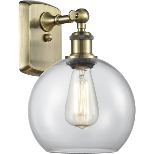 Ballston Athens LED 8 inch Antique Brass Sconce Wall Light in Clear Glass, Ballston