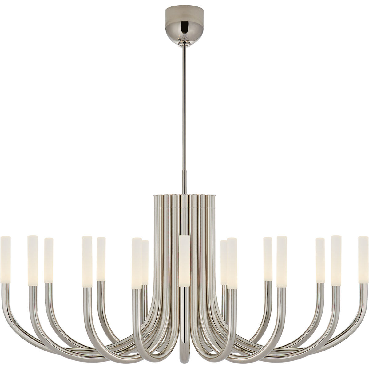 Kelly Wearstler Rousseau LED 50 inch Polished Nickel Chandelier Ceiling Light in Etched Crystal, Large