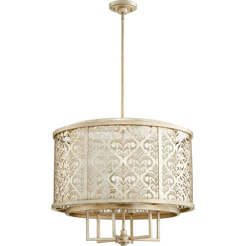 Bastille 6 Light 27.5 inch Aged Silver Leaf Pendant Ceiling Light