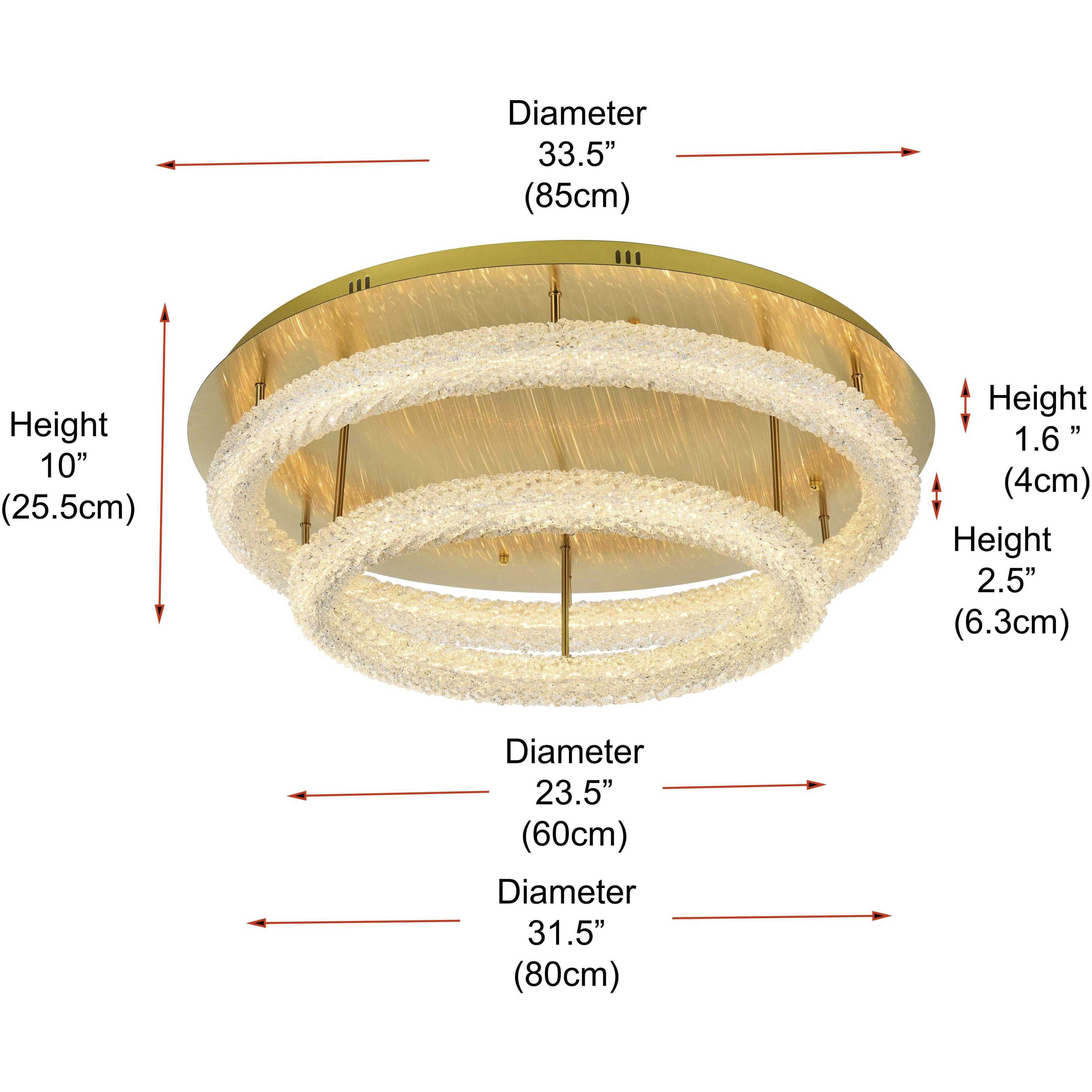Bowen 2 Light 33.5 inch Satin Gold Flush Mount Ceiling Light