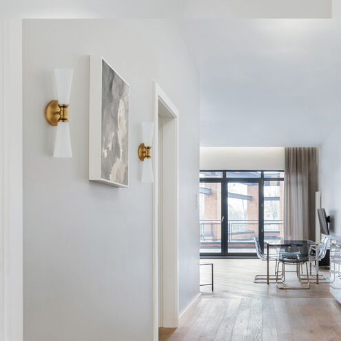 Krevat 2 Light 5 inch Black and Natural Aged Brass Wall Sconce Wall Light