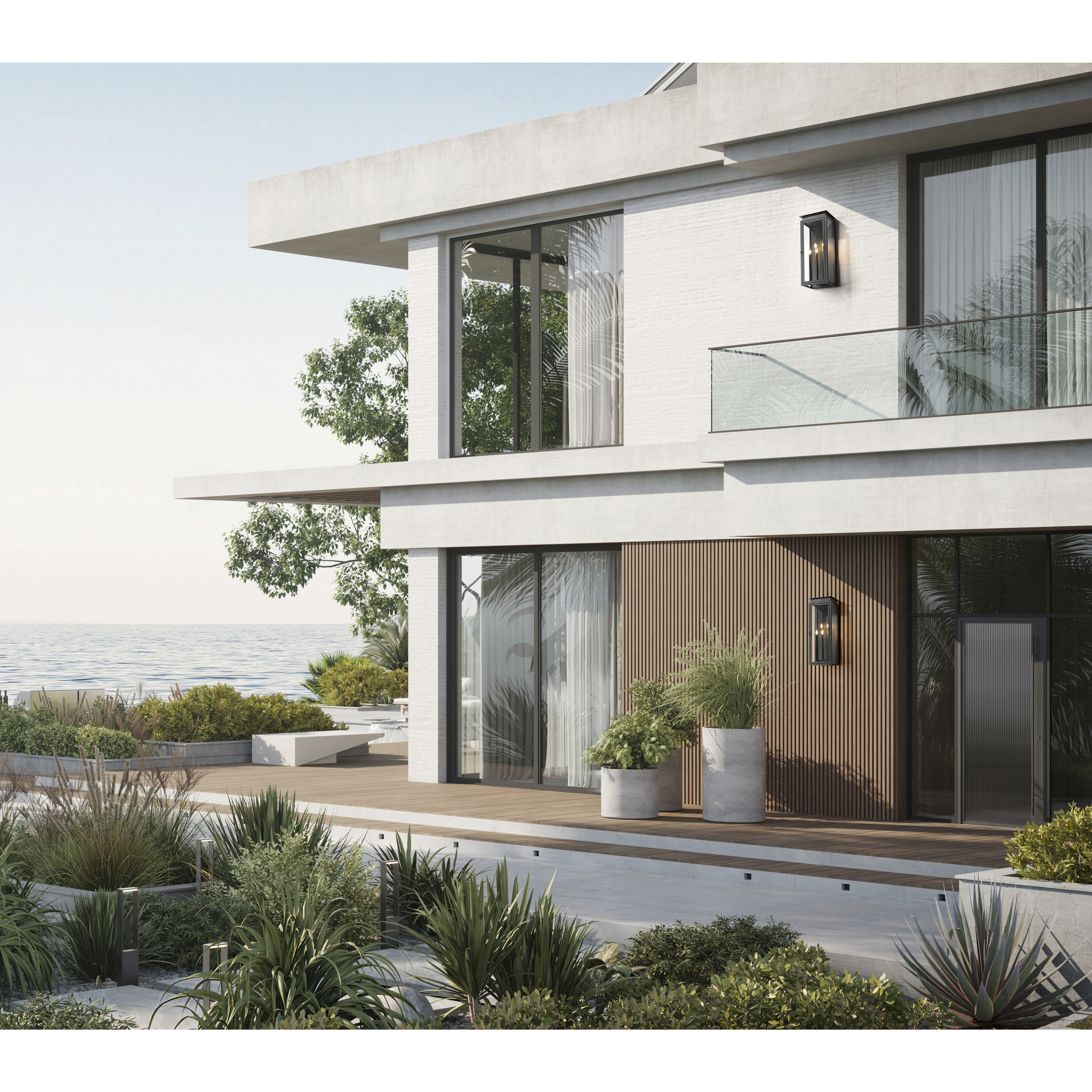 Nova 5 Light 32 inch Black Outdoor Wall Light in Clear Glass