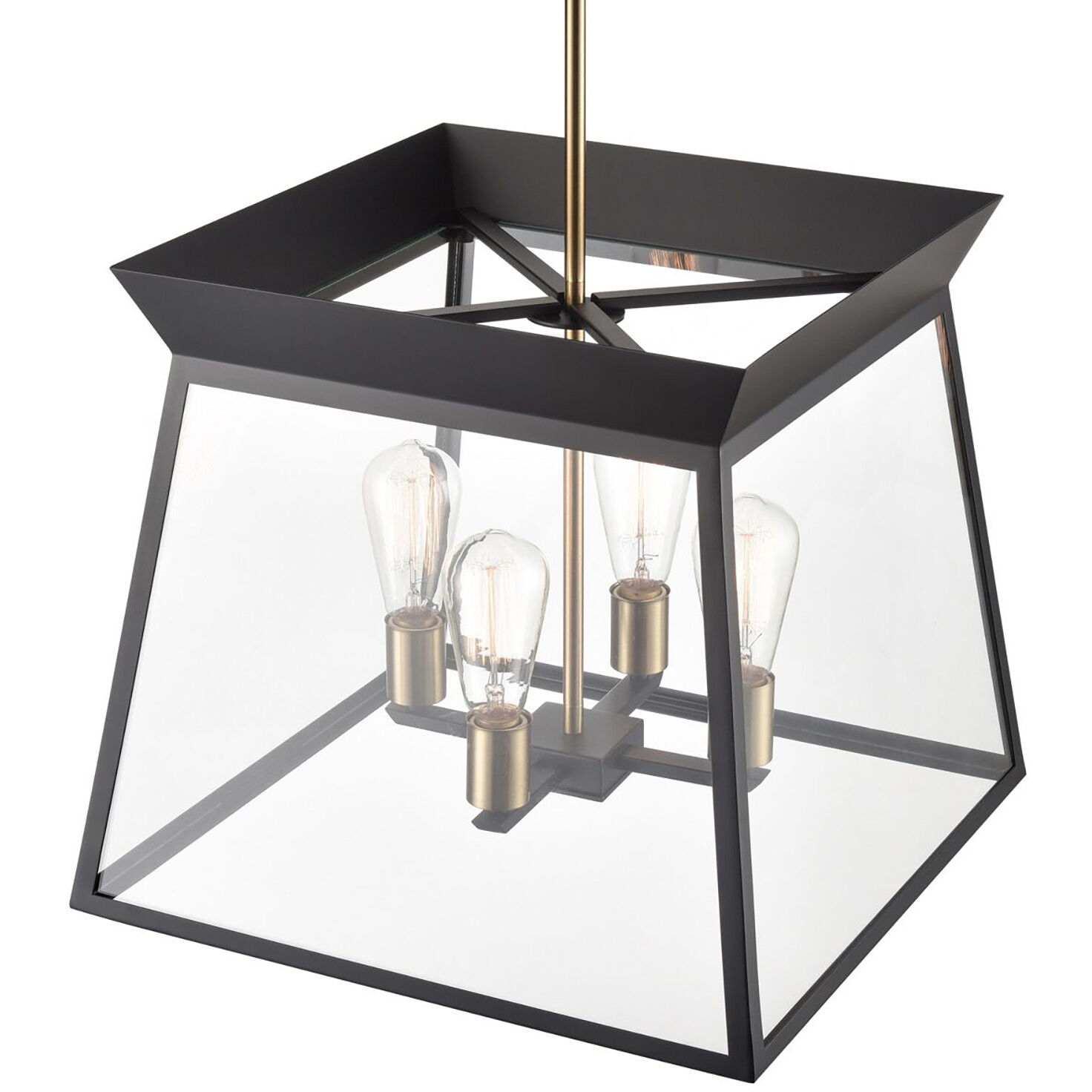 Lucian LED 18 inch Black and Brushed Brass Chandelier Ceiling Light