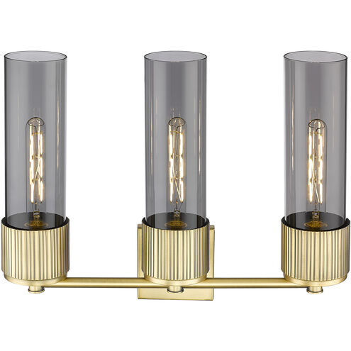 Bolivar 3 Light 20.5 inch Brushed Brass Bath Vanity Light Wall Light in Plated Smoke Glass