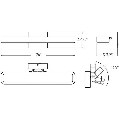 Aria 1 Light 24 inch Satin Nickel Vanity Light Wall Light, Swivel