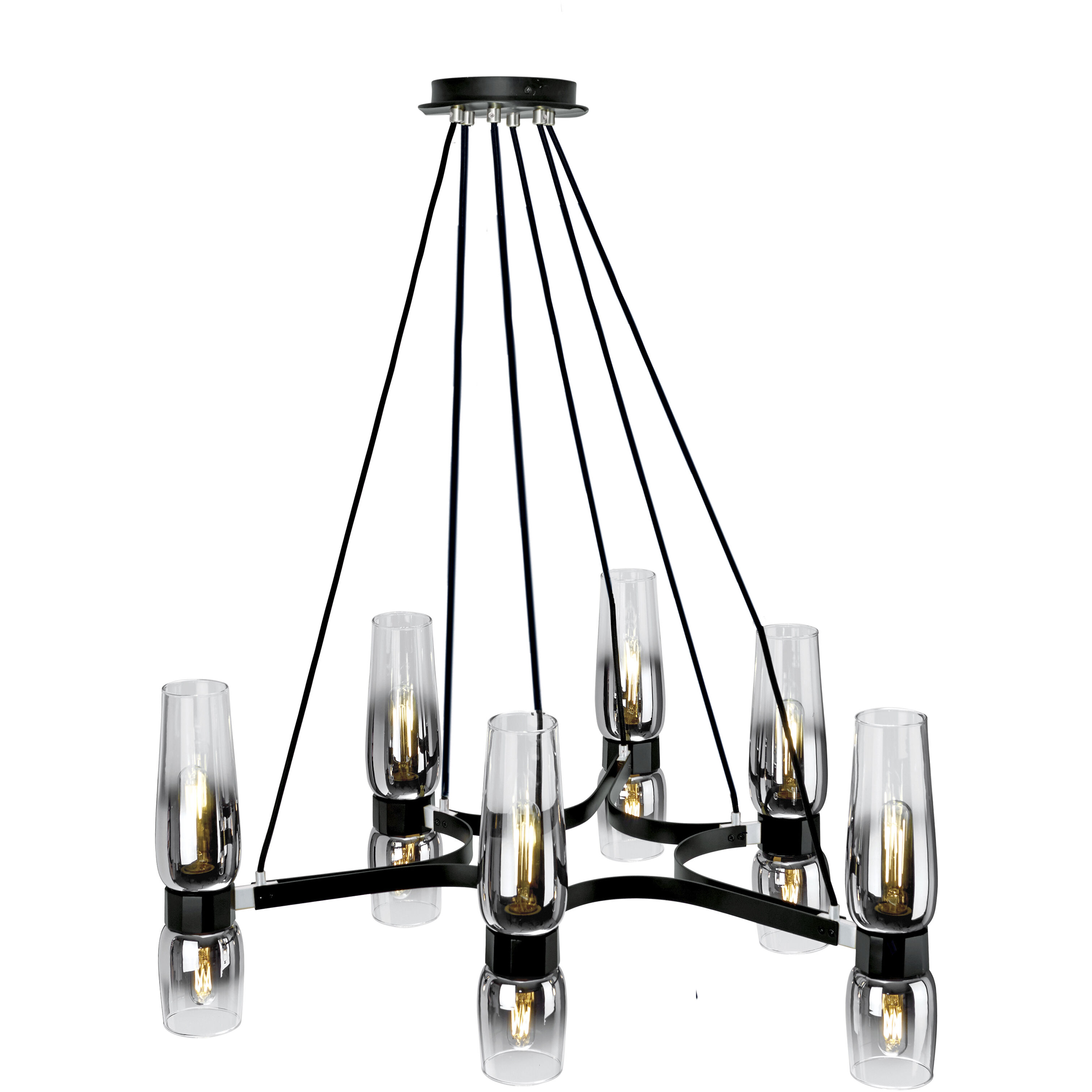 Flame 12 Light 36 inch Matte Black Chandelier Ceiling Light
