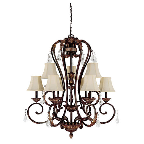Capital Lighting Amberleigh 9 Light Chandelier in Chesterfield Brown with Crystals 3809CB-434-CR
