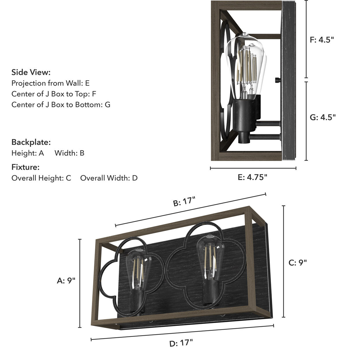 Gablecrest 2 Light 17 inch French Oak and Rustic Iron Vanity Light Wall Light