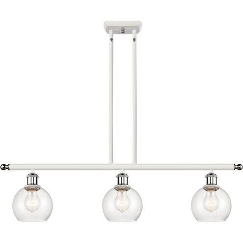 Ballston Athens 3 Light 36 inch White and Polished Chrome Island Light Ceiling Light in Seedy Glass