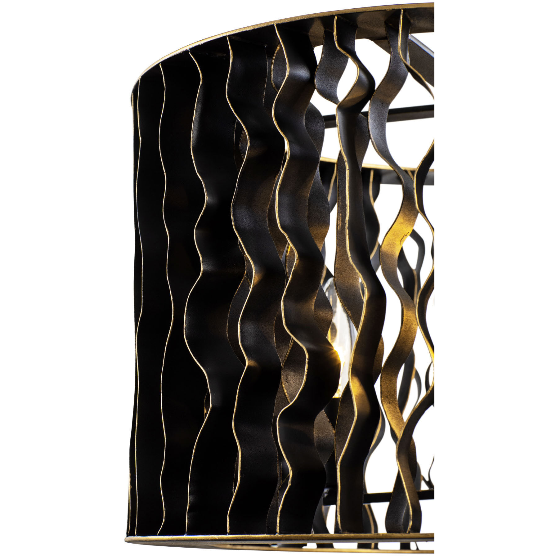 Estela 3 Light 16 inch Matte Black and French Gold Pendant Ceiling Light, Semi-Flush Convertible, Smithsonian Collaboration