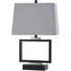 Logan 27 inch 100.00 watt Black Metal With Silver Metal Accents Table Lamp Portable Light