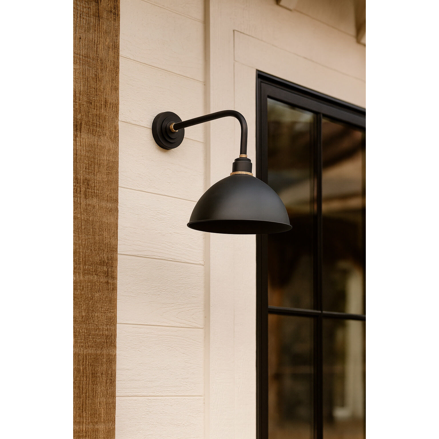 Foundry Dome Outdoor Barn Light in Textured Black, Straight Arm
