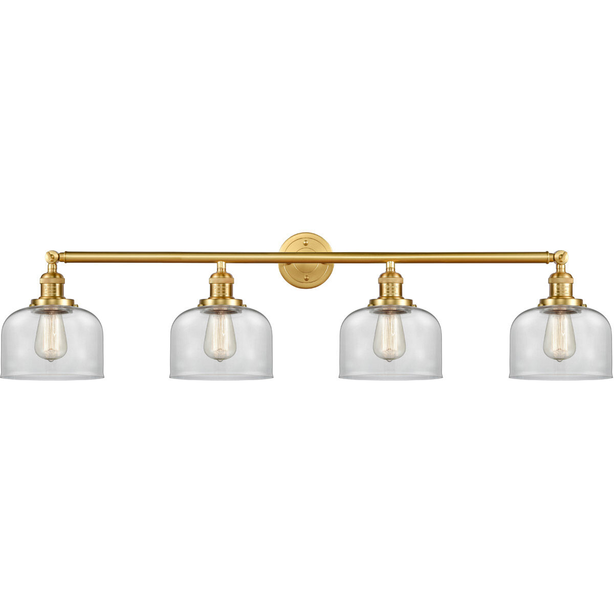 Franklin Restoration Large Bell LED 44 inch Satin Gold Bath Vanity Light Wall Light in Clear Glass, Franklin Restoration