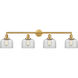Franklin Restoration Large Bell LED 44 inch Satin Gold Bath Vanity Light Wall Light in Clear Glass, Franklin Restoration