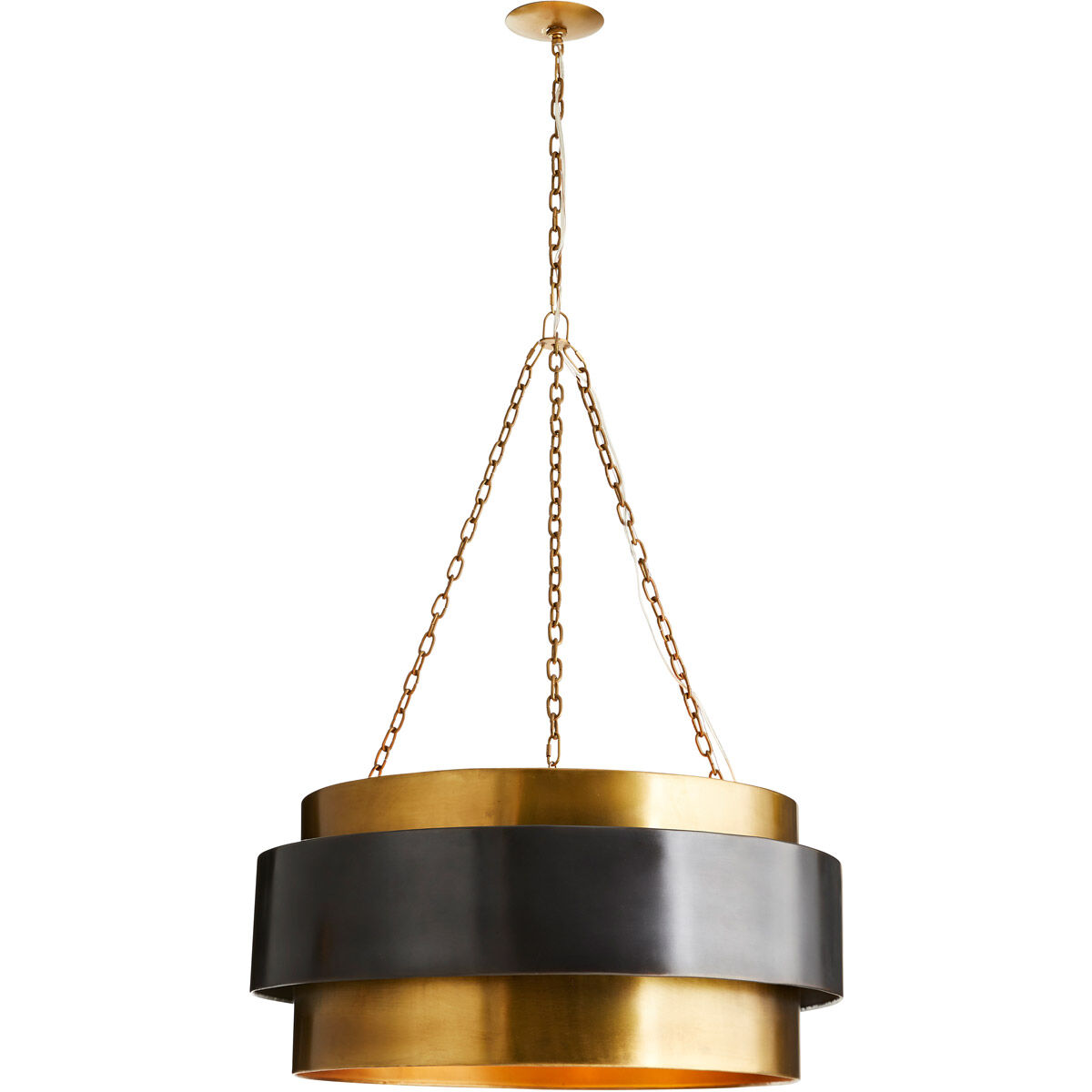 Nolan 4 Light 30 inch Vintage Brass Pendant Ceiling Light, Large