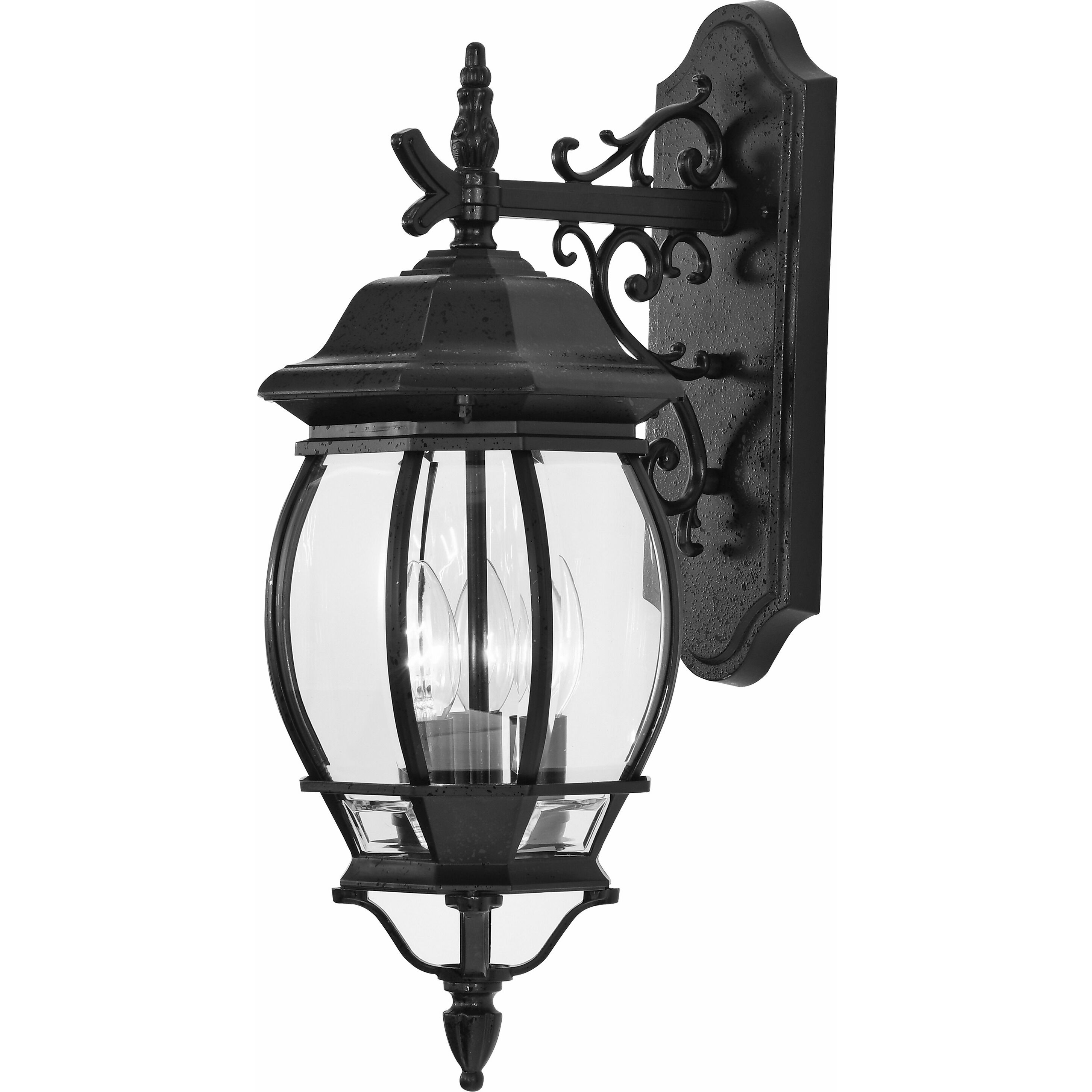 Central Park 3 Light 23 inch Textured Black Outdoor Wall Lantern