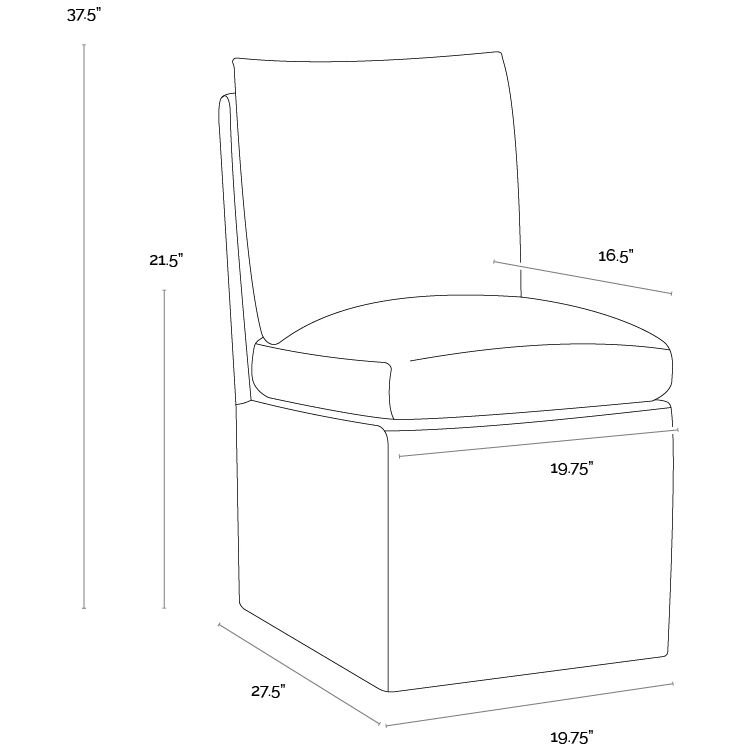 Glenrose Effie Linen Wheeled Dining Chair, Wheeled