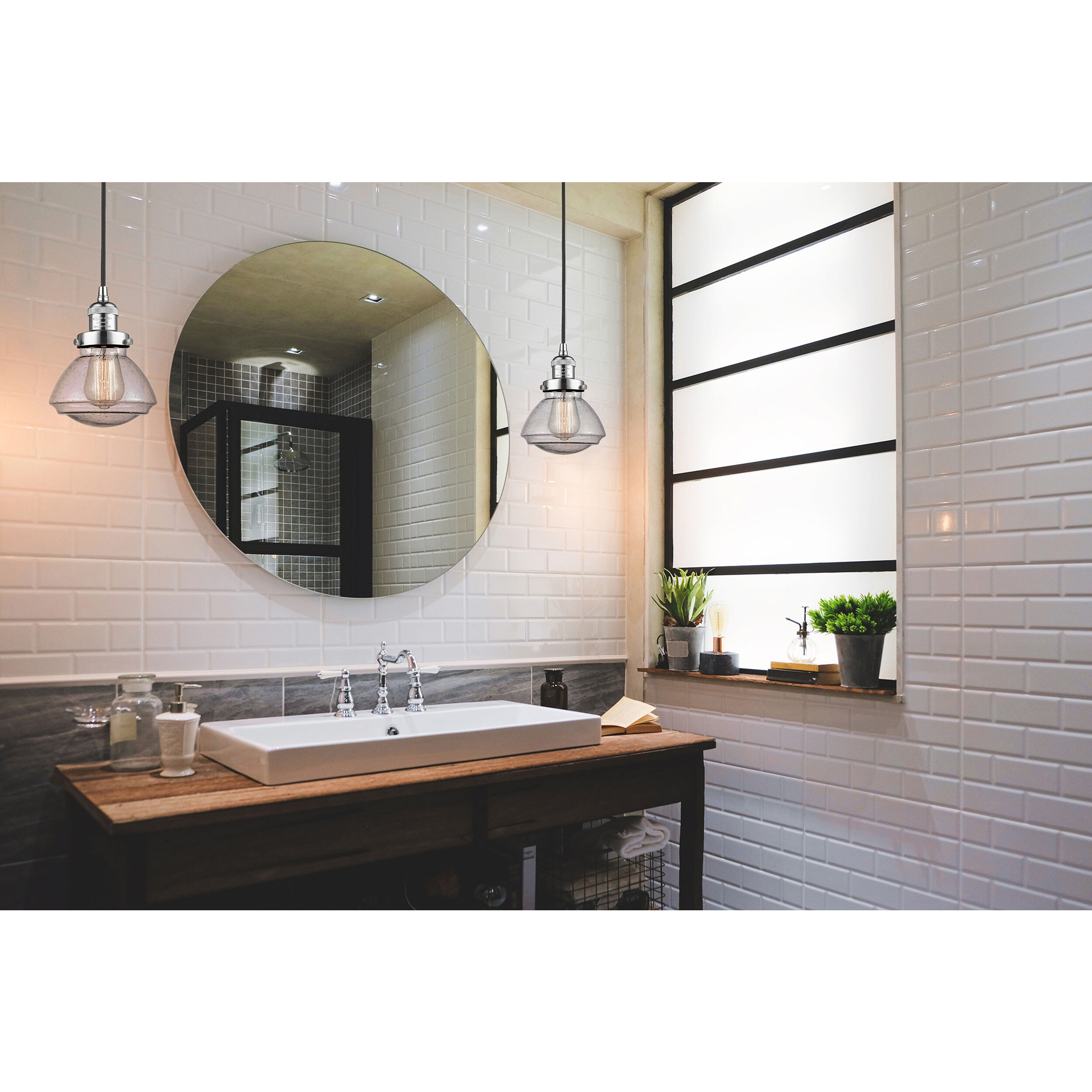 Franklin Restoration Olean 1 Light 6.75 inch Polished Chrome Mini Pendant Ceiling Light in Incandescent, Matte White, Franklin Restoration