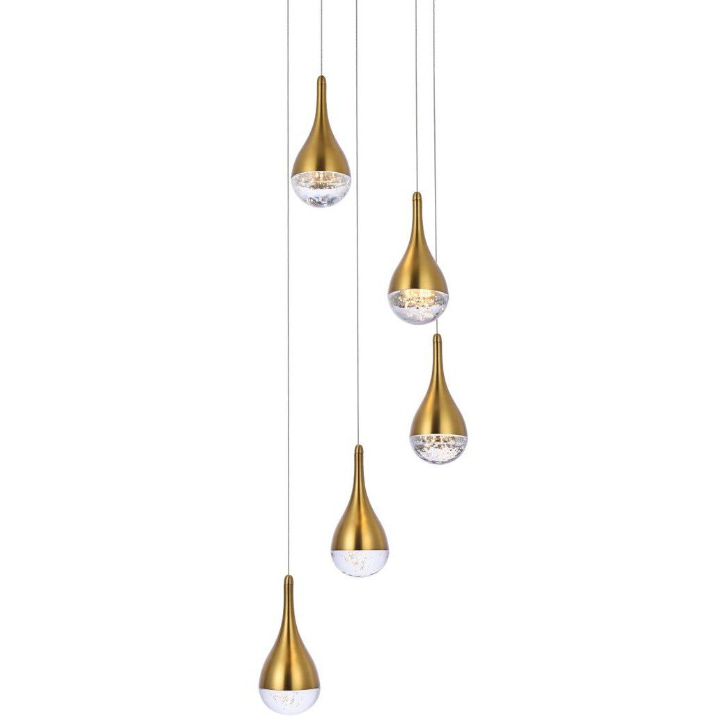 Amherst 5 Light 14.5 inch Satin Gold Pendant Ceiling Light