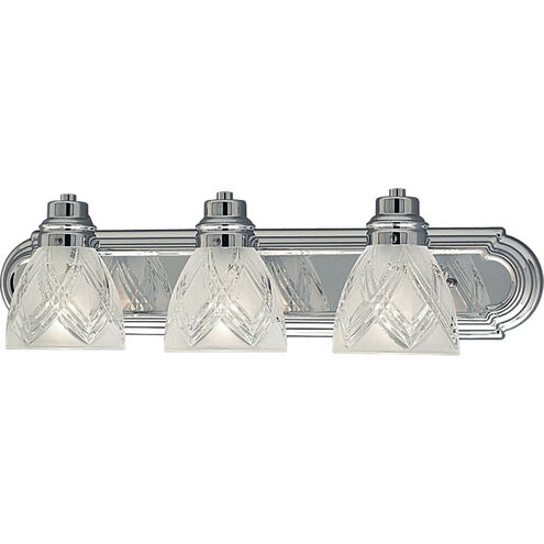 Crystal Cut Glass 3 Light 24 inch Polished Chrome Bath Vanity Wall Light