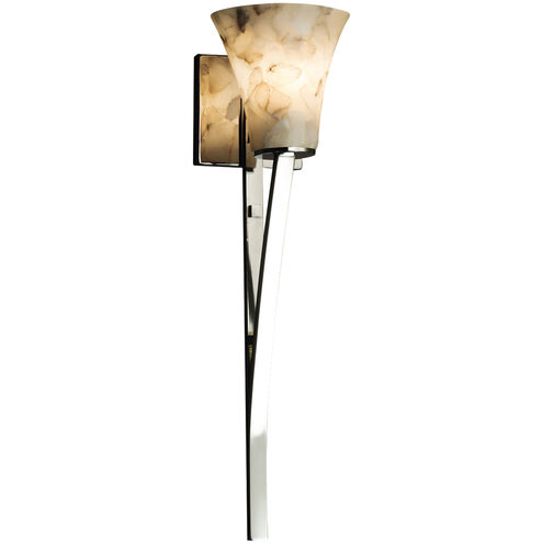 Alabaster Rocks Wall Sconce Wall Light in 700 Lm LED, Polished Chrome, Round Flared