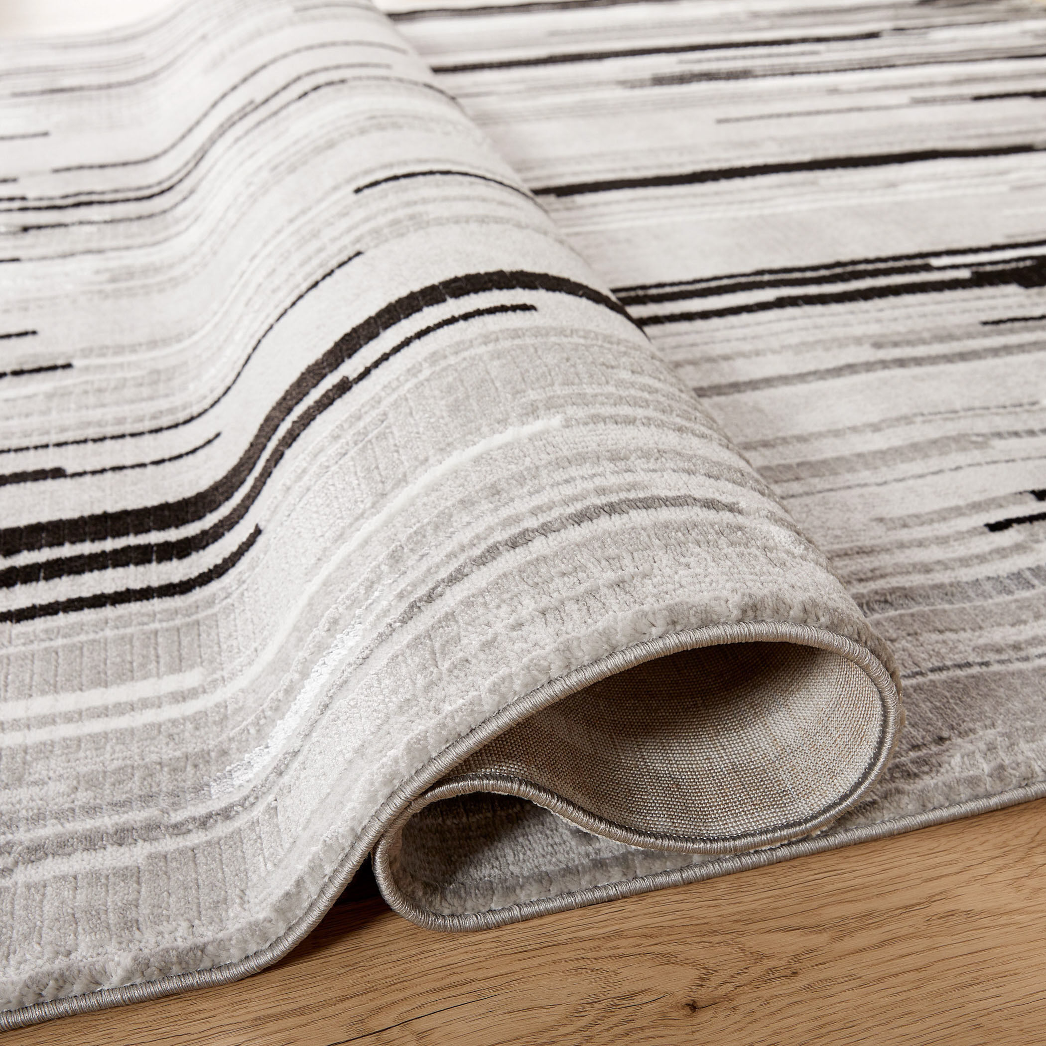 Sesia 114 X 79 inch Black/Grey Rug in 6 x 9