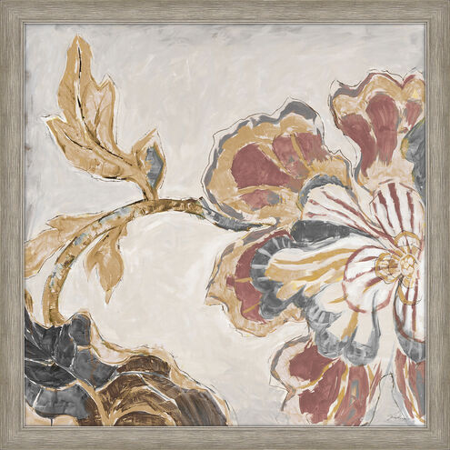 Secret Life Gray and White and Yellow and Rust Framed Art