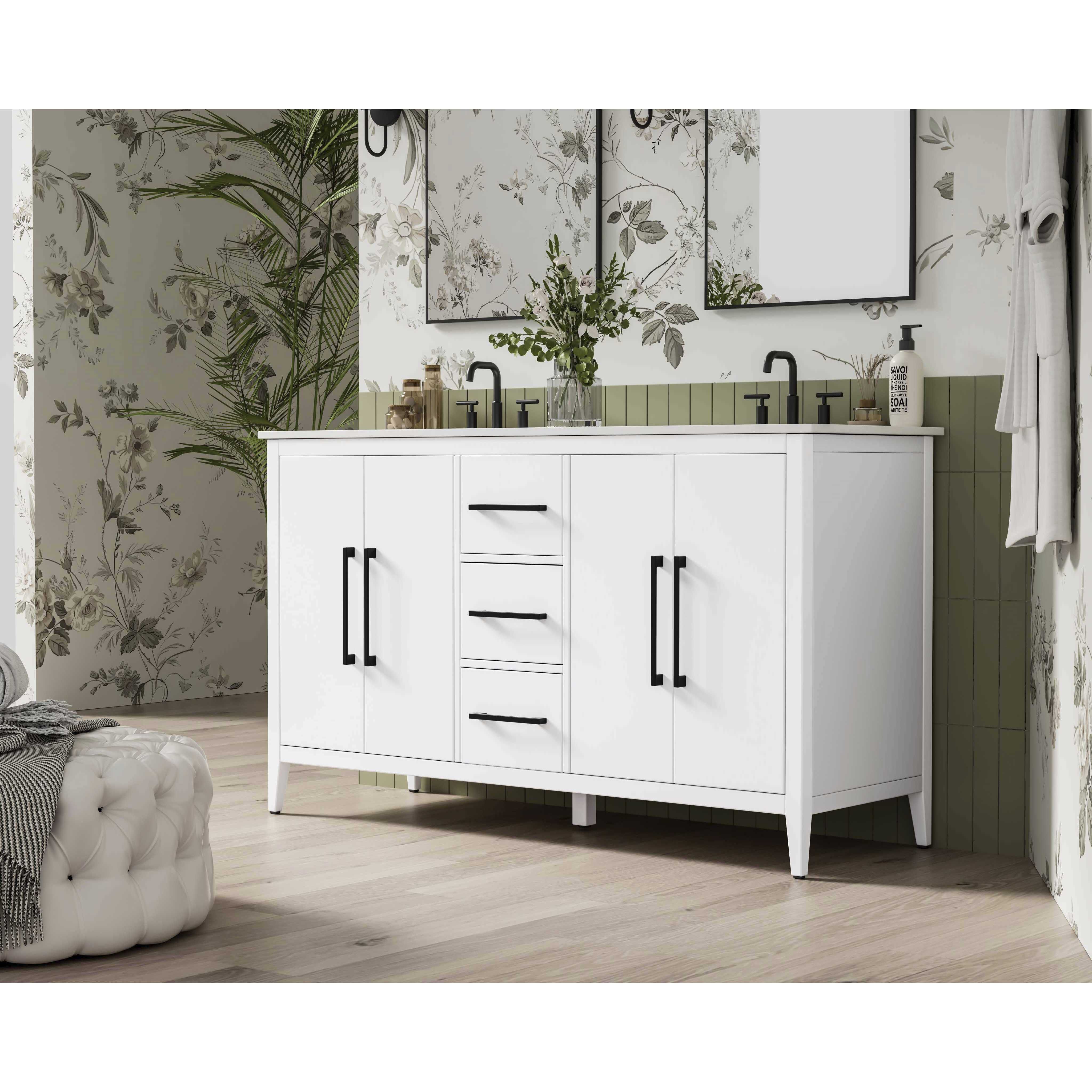 Millie 60 X 35 inch White Bathroom Vanity Cabinet