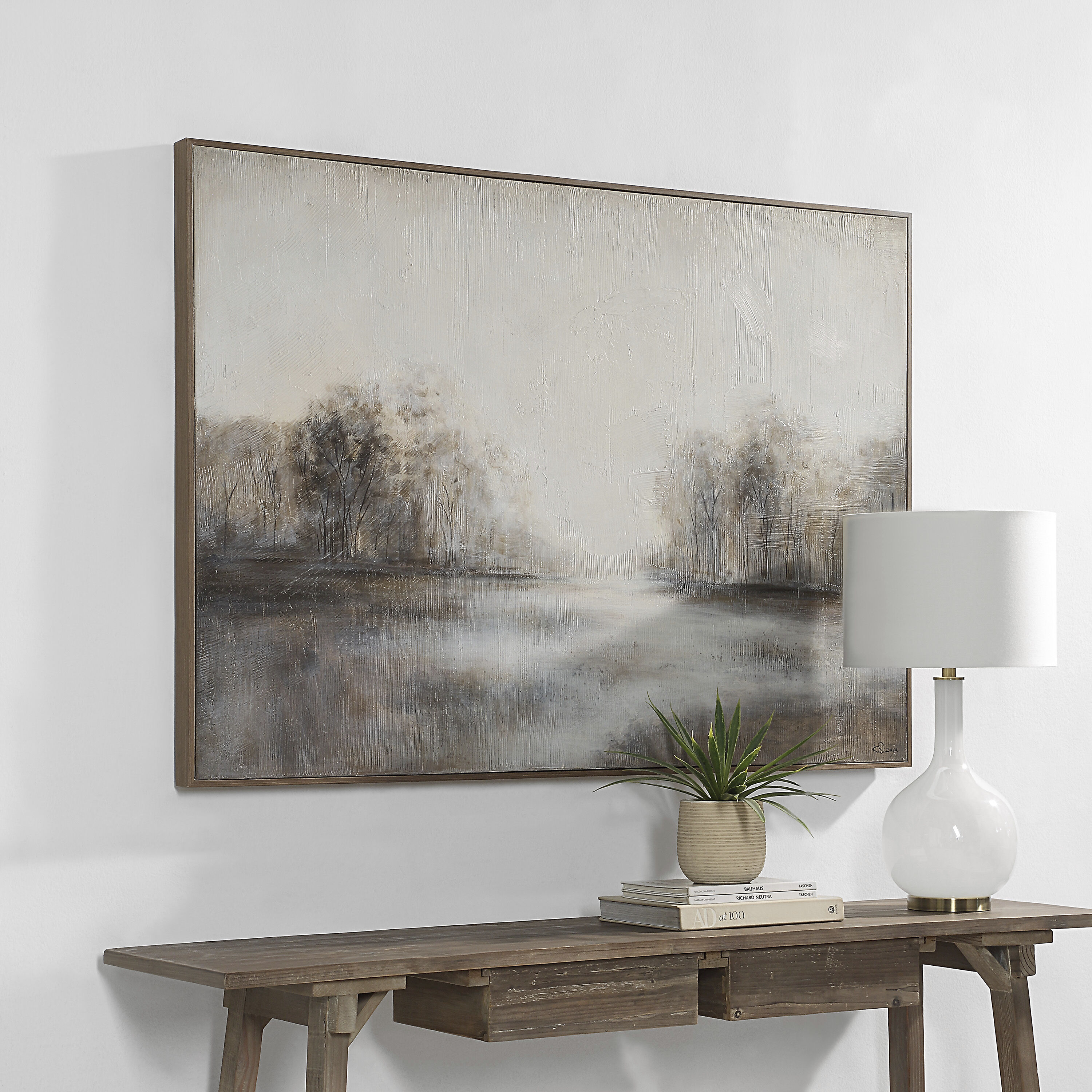 Country White and Grey and Beige and Blue Canvas Art