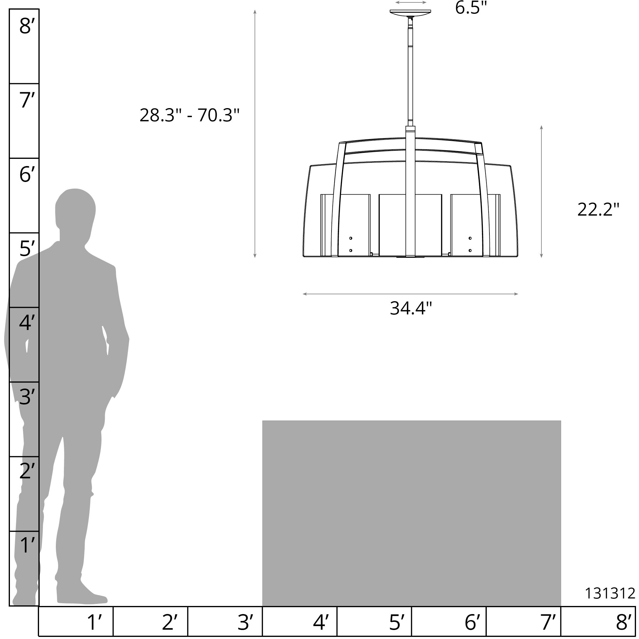 Arc 8 Light 34.4 inch Dark Smoke Dining Pendant Ceiling Light