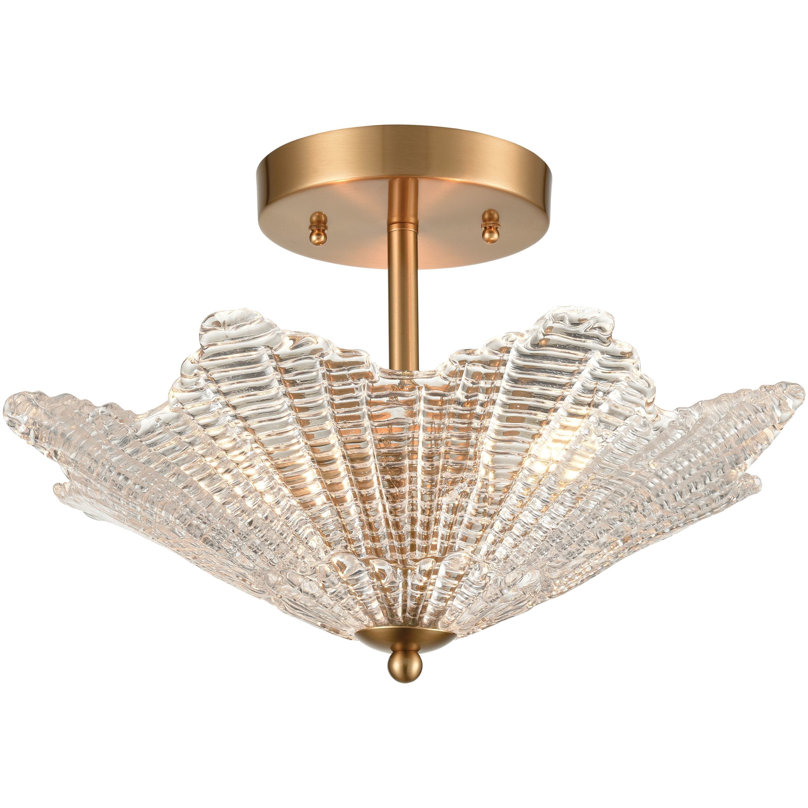 Radiance 3 Light 16 inch Satin Brass Semi Flush Mount Ceiling Light