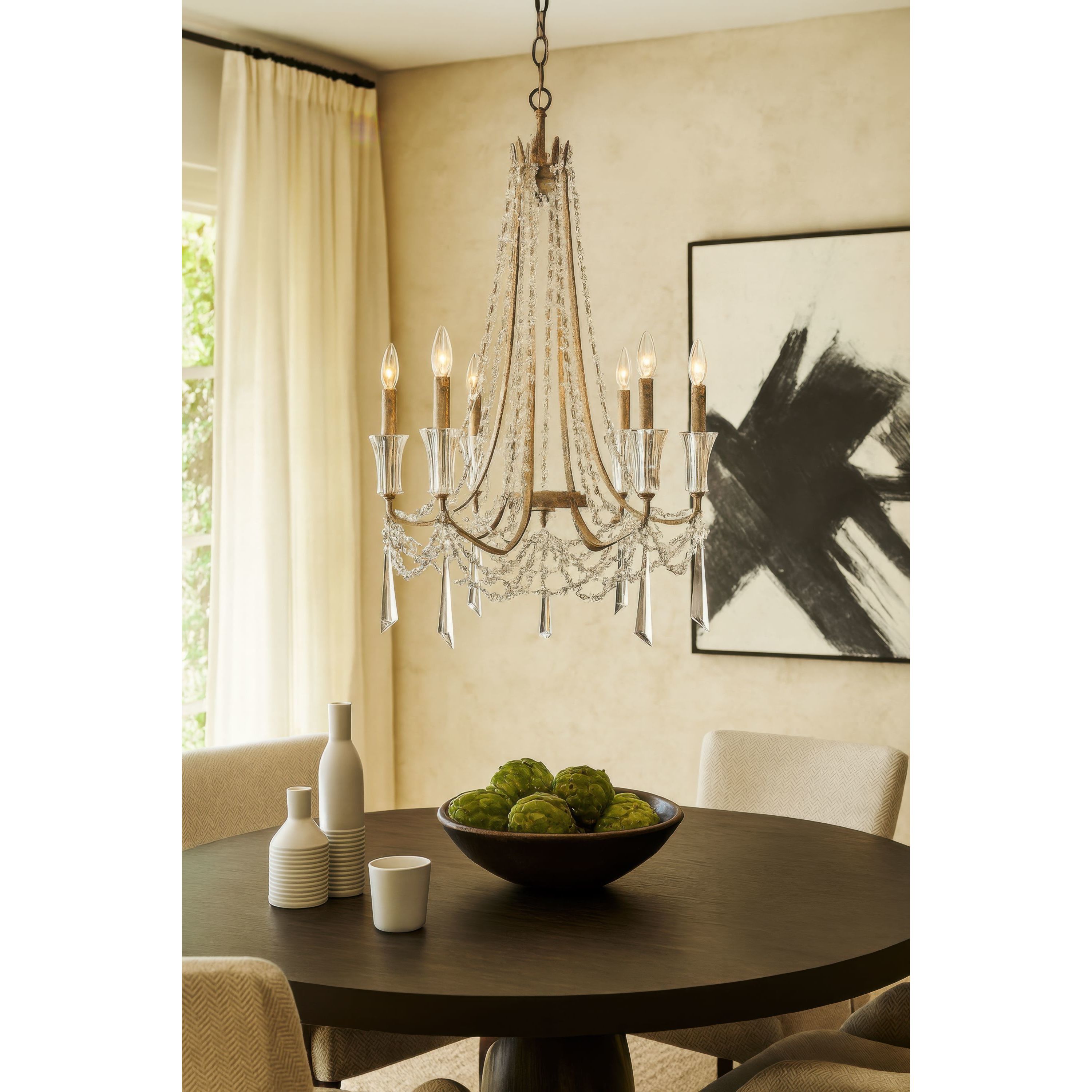 Barcelona 6 Light 27 inch Transcend Silver Chandelier Ceiling Light