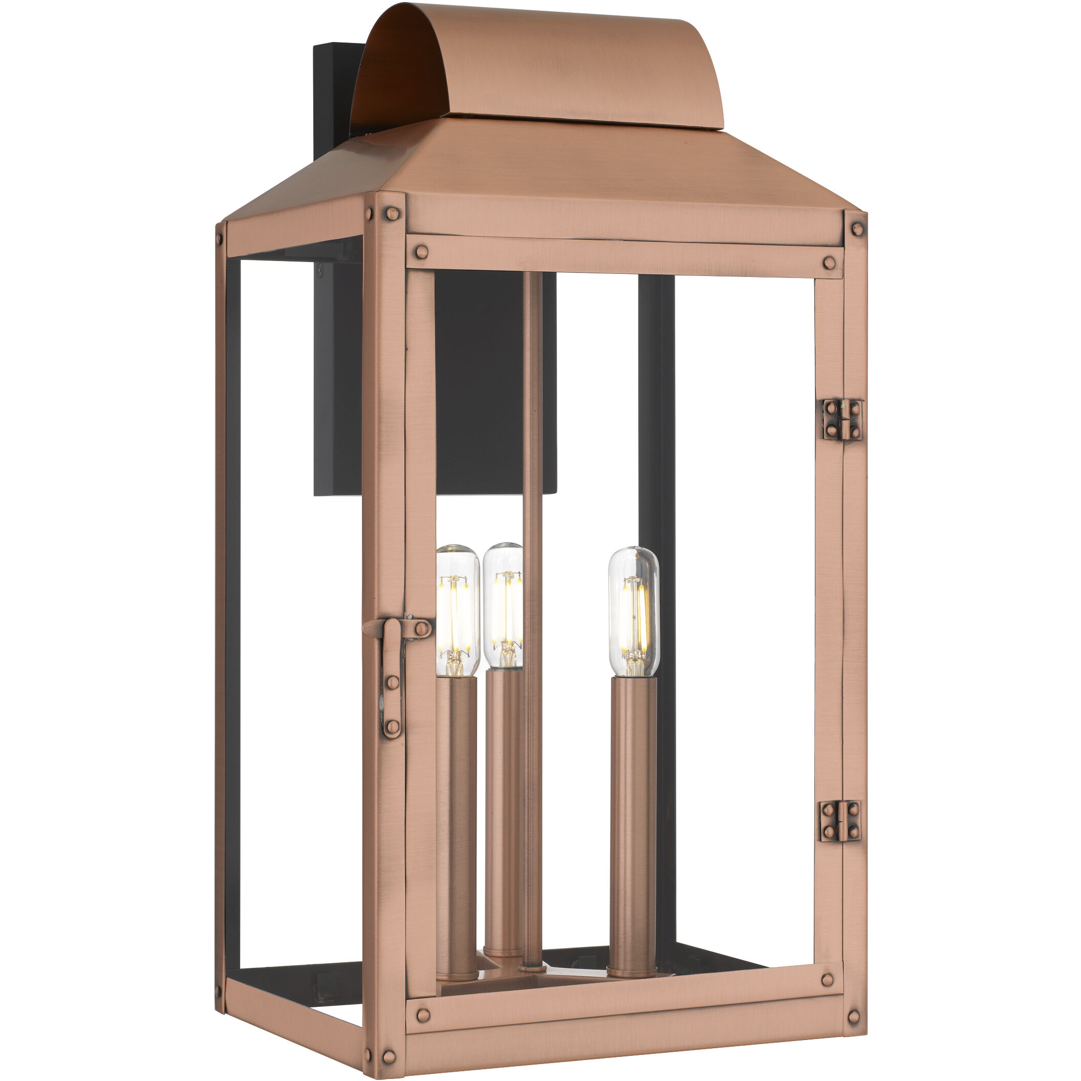 Beryn 3 Light 19 inch Aged Copper Outdoor Wall Lantern