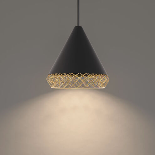 Lacey LED 15.75 inch Black Gold Pendant Ceiling Light, dweLED