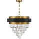 Marquise 4 Light 24 inch Matte Black with Warm Brass Accents Chandelier Ceiling Light