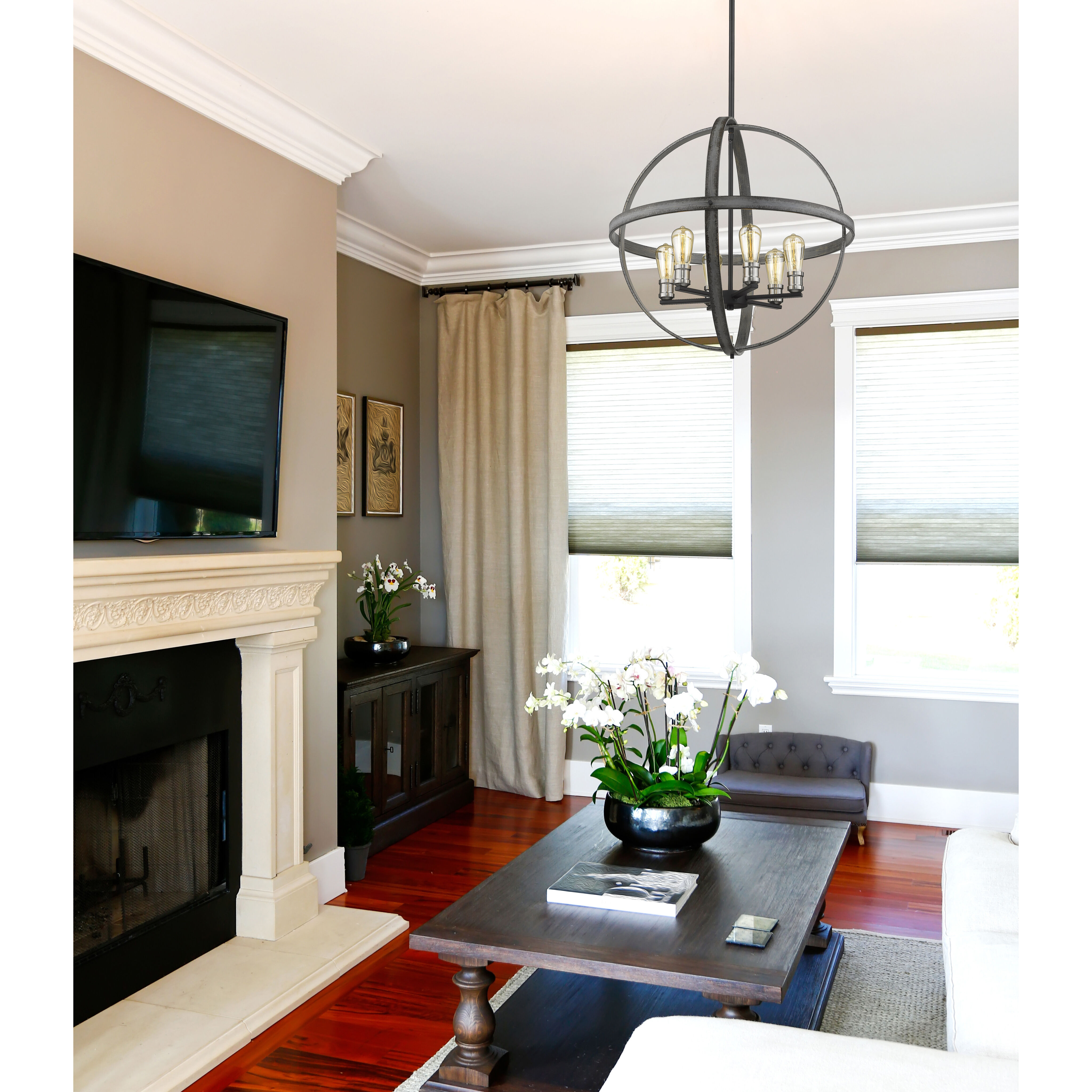 Kirkland 6 Light 26 inch Ashen Barnboard Chandelier Ceiling Light