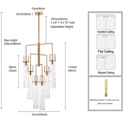 Jayden 6 Light 24.25 inch Lacquered Gold Chandelier Ceiling Light
