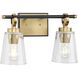 Cassell 2 Light 14.5 inch Vintage Brass Bathroom Vanity Light Wall Light