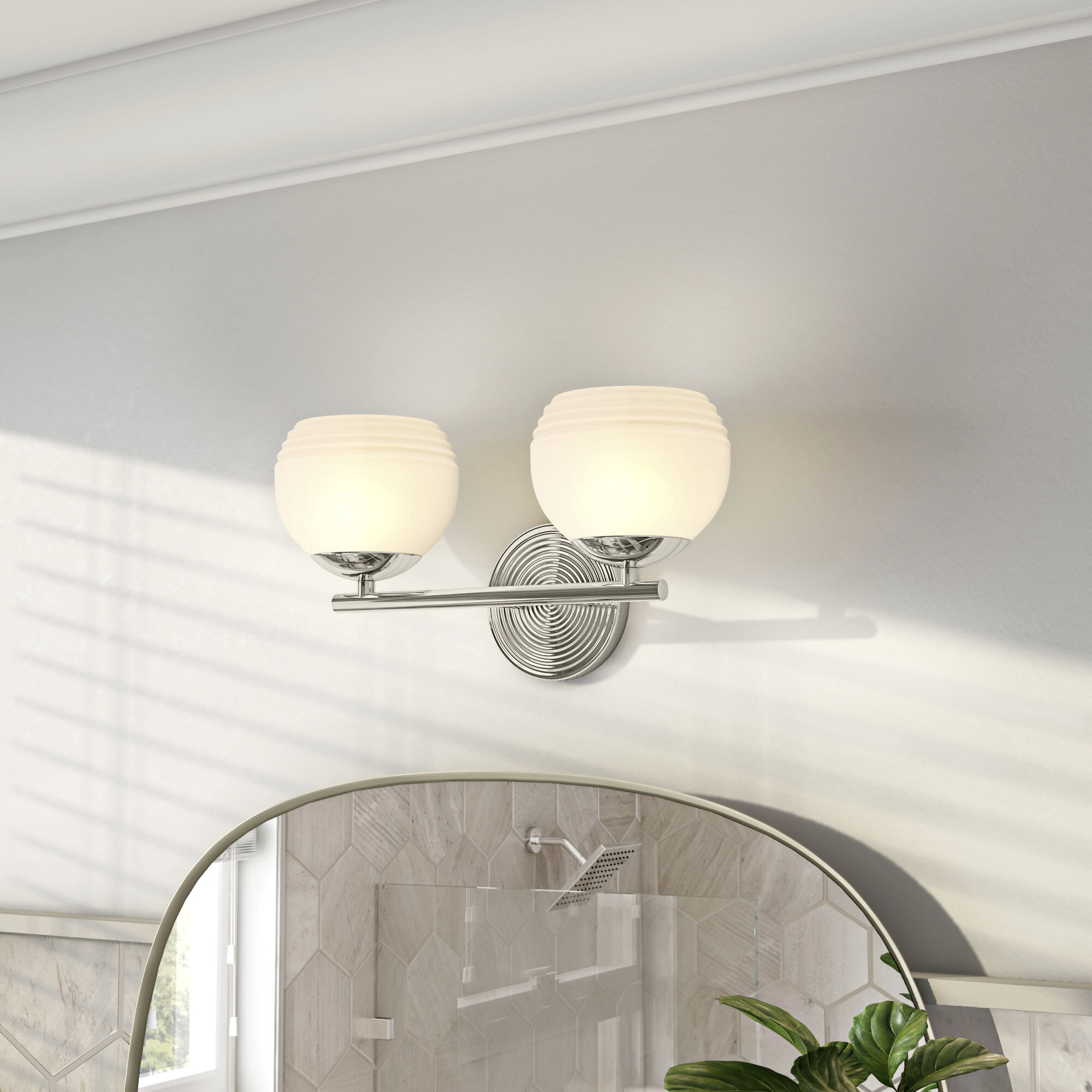 Moon Breeze 2 Light 16 inch Polished Nickel Vanity Light Wall Light