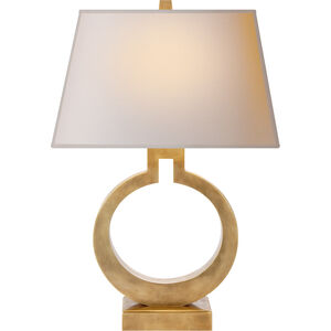 Chapman & Myers Ring 27 inch 100 watt Antique-Burnished Brass Table Lamp Portable Light in Natural Paper, Large