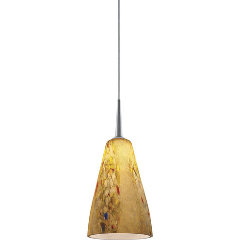 Zara 1 Light 3.9 inch Matte Chrome Pendant Ceiling Light in Cinnamon Glass